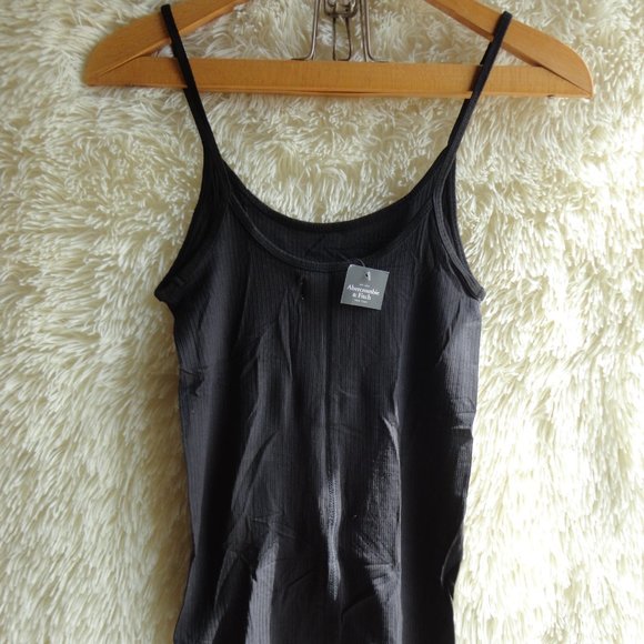 NEW Abercrombie & Fitch Black Ribbed Cami Tank Top - Picture 4 of 4